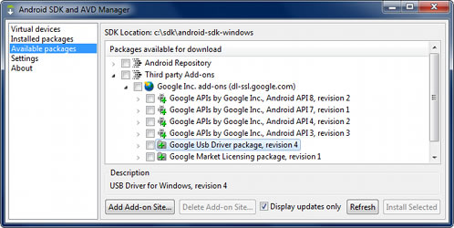 Installer le Google USB Driver