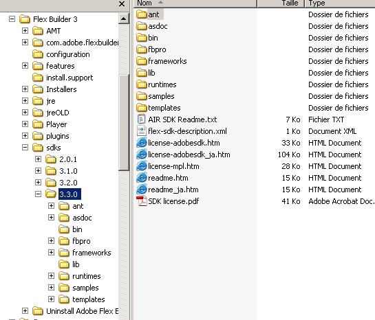 répertoires du SDK3.3