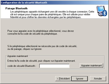 Configuration sécurité bluetooth