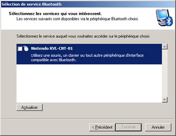 Sélection de service bluetooth