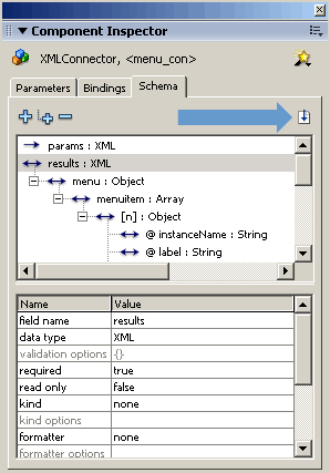 Dfinition du schma pour le composant XMLConnector